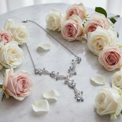 GRACE Gemstone Floral Necklace in Sterling Silver