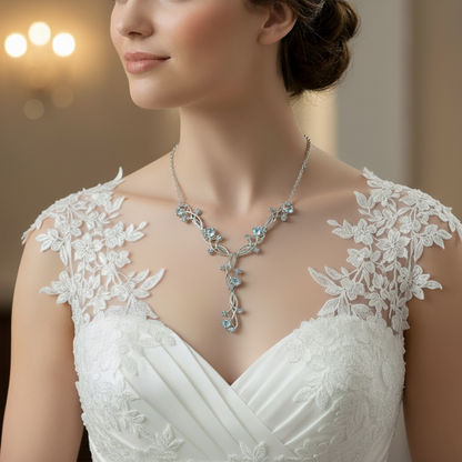 GRACE Gemstone Floral Necklace in Sterling Silver