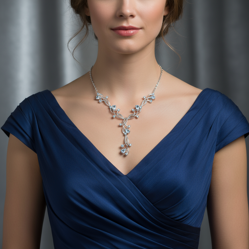 GRACE Gemstone Floral Necklace in Sterling Silver