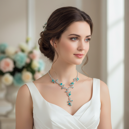 GRACE Gemstone Floral Necklace in Sterling Silver