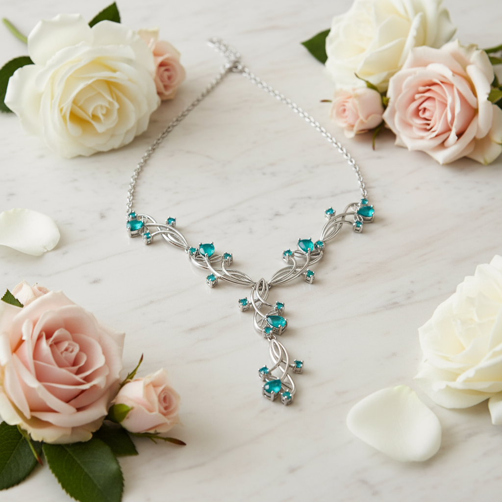 GRACE Gemstone Floral Necklace in Sterling Silver