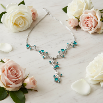 GRACE Gemstone Floral Necklace in Sterling Silver