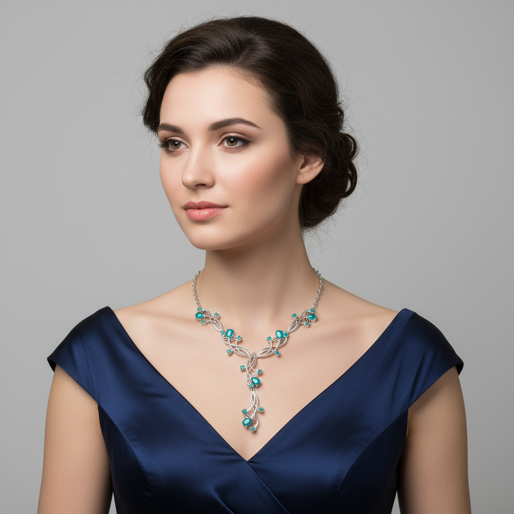 GRACE Gemstone Floral Necklace in Sterling Silver