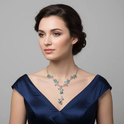 GRACE Gemstone Floral Necklace in Sterling Silver