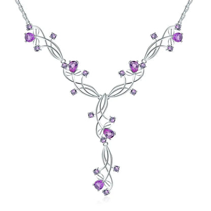 GRACE Gemstone Floral Necklace in Sterling Silver