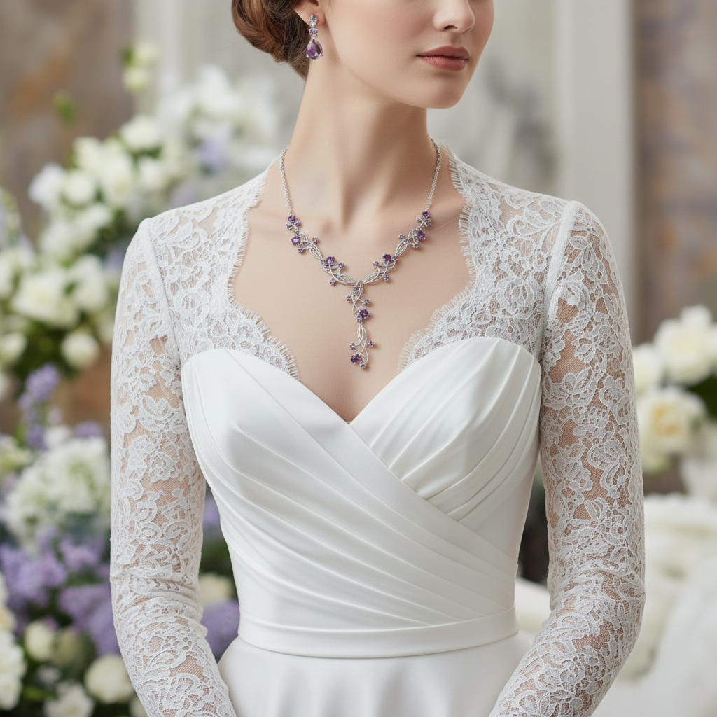 GRACE Gemstone Floral Necklace in Sterling Silver