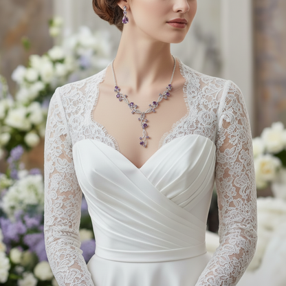 GRACE Gemstone Floral Necklace in Sterling Silver