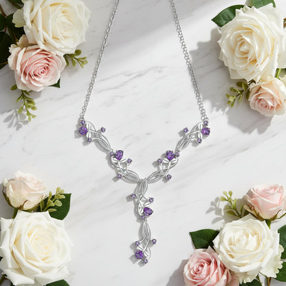 GRACE Gemstone Floral Necklace in Sterling Silver