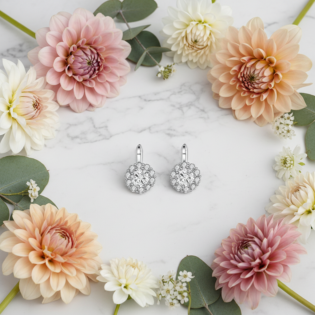 GRACE Gemstone Flower Cluster Earrings in Sterling Silver