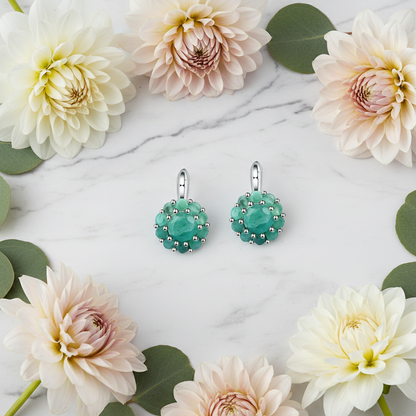 GRACE Gemstone Flower Cluster Earrings in Sterling Silver