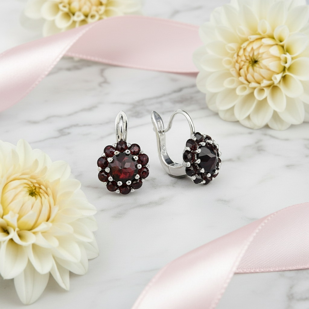 GRACE Gemstone Flower Cluster Earrings in Sterling Silver