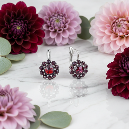 GRACE Gemstone Flower Cluster Earrings in Sterling Silver