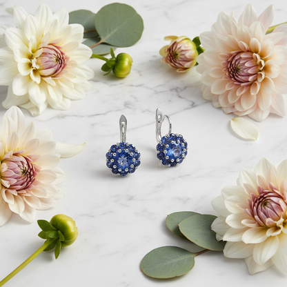 GRACE Gemstone Flower Cluster Earrings in Sterling Silver