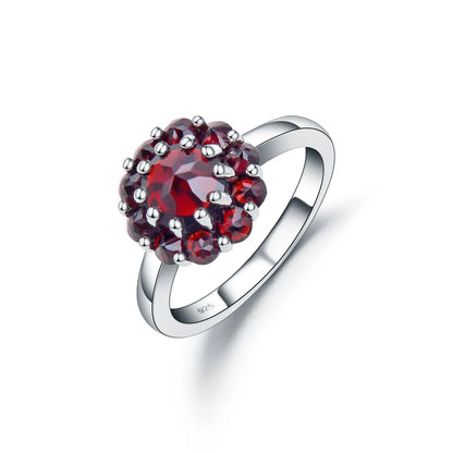 GRACE Gemstone Flower Cluster Ring in Sterling Silver