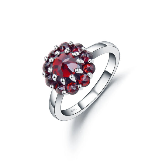 GRACE Gemstone Flower Cluster Ring in Sterling Silver