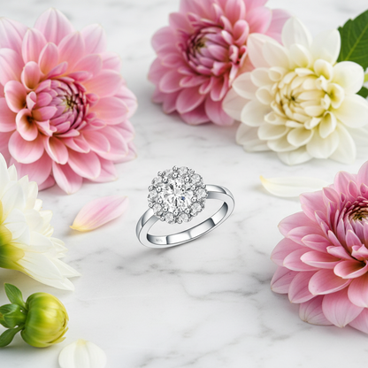 GRACE Gemstone Flower Cluster Ring in Sterling Silver