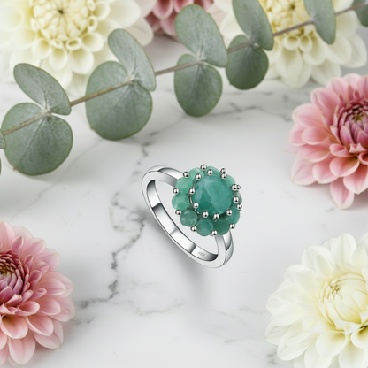GRACE Gemstone Flower Cluster Ring in Sterling Silver