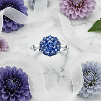 GRACE Gemstone Flower Cluster Ring in Sterling Silver