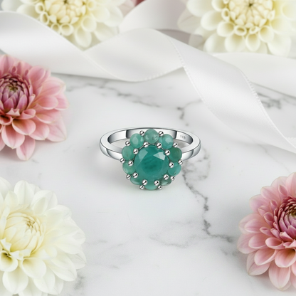 GRACE Gemstone Flower Cluster Ring in Sterling Silver