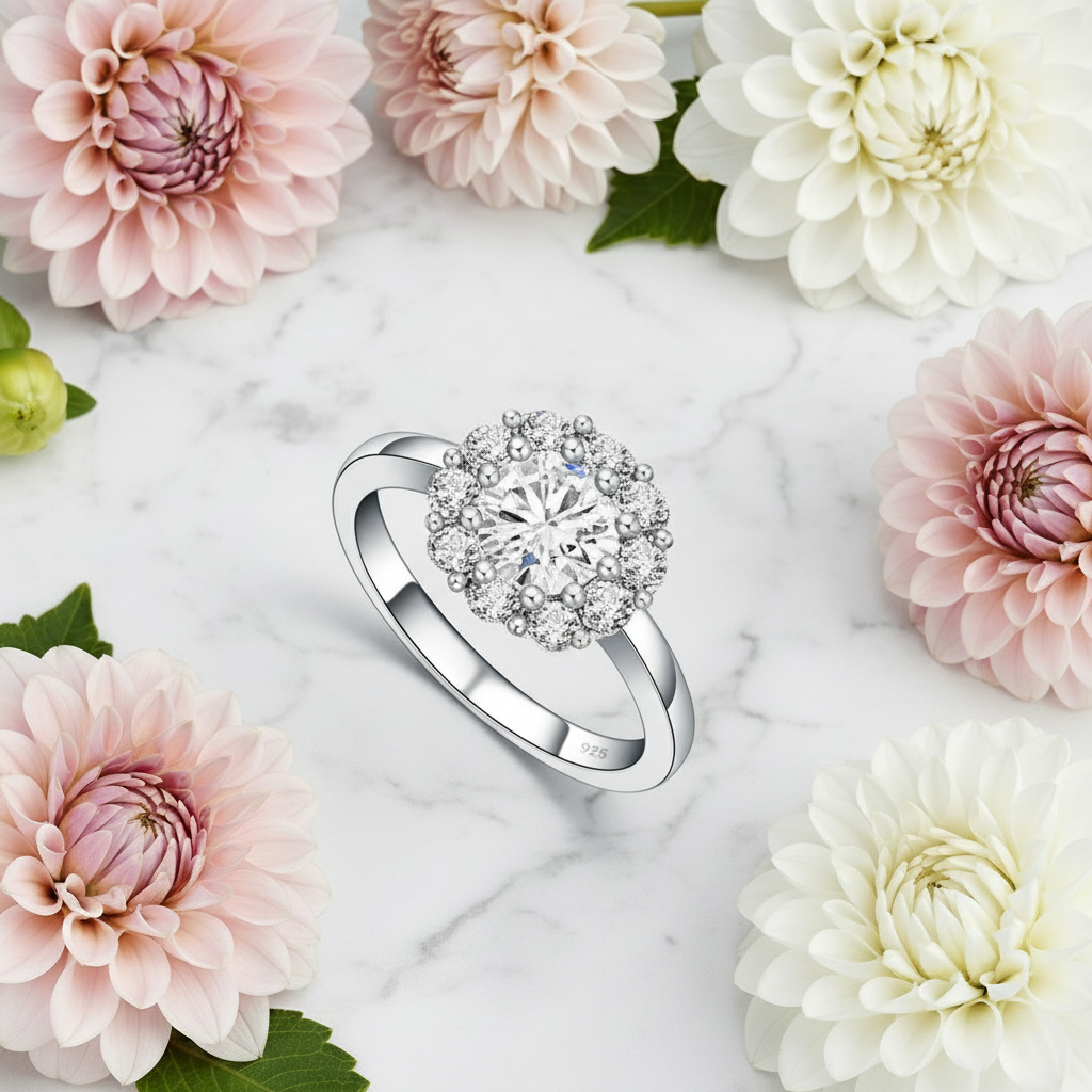 GRACE Gemstone Flower Cluster Ring in Sterling Silver