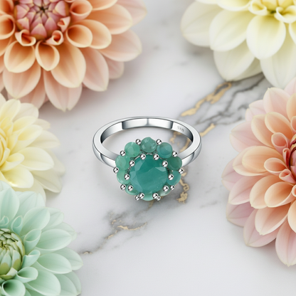 GRACE Gemstone Flower Cluster Ring in Sterling Silver