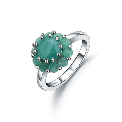 GRACE Gemstone Flower Cluster Ring in Sterling Silver
