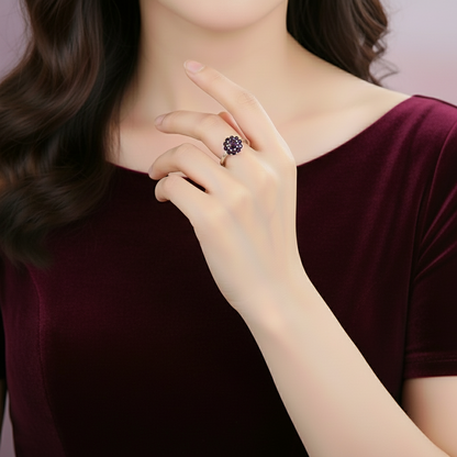 GRACE Gemstone Flower Cluster Ring in Sterling Silver