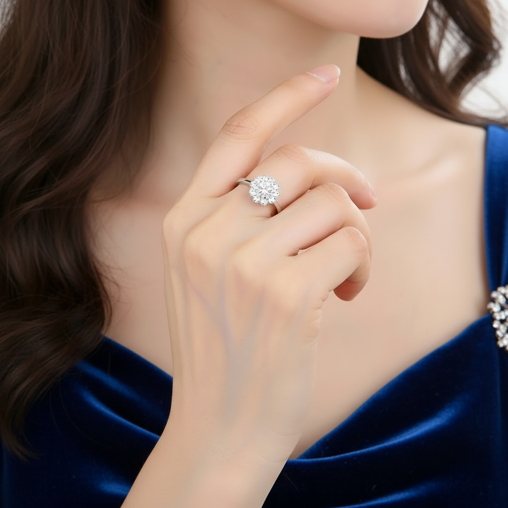 GRACE Gemstone Flower Cluster Ring in Sterling Silver