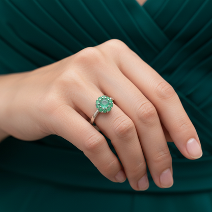 GRACE Gemstone Flower Cluster Ring in Sterling Silver