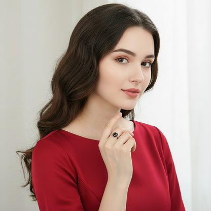 GRACE Gemstone Flower Cluster Ring in Sterling Silver