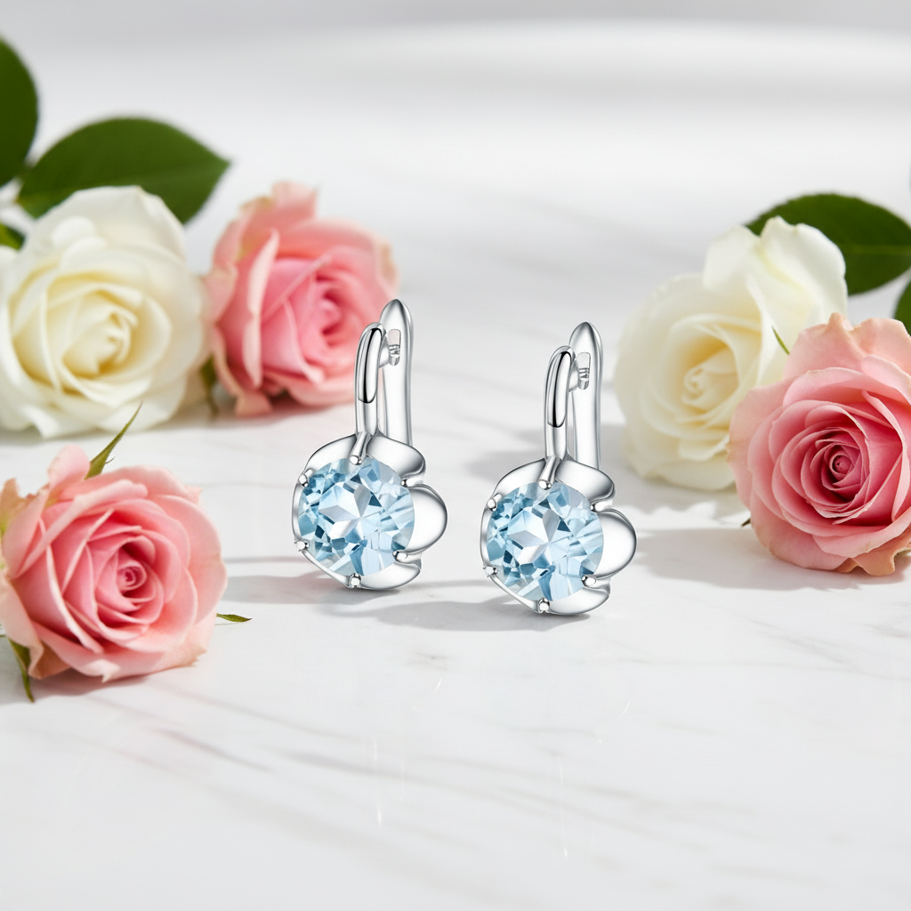 GRACE Gemstone Flower Earrings in Sterling Silver