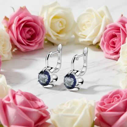 GRACE Gemstone Flower Earrings in Sterling Silver