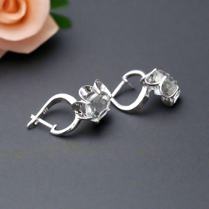 GRACE Gemstone Flower Drop Earrings in Sterling Silver