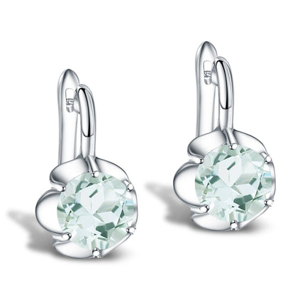 GRACE Gemstone Flower Drop Earrings in Sterling Silver