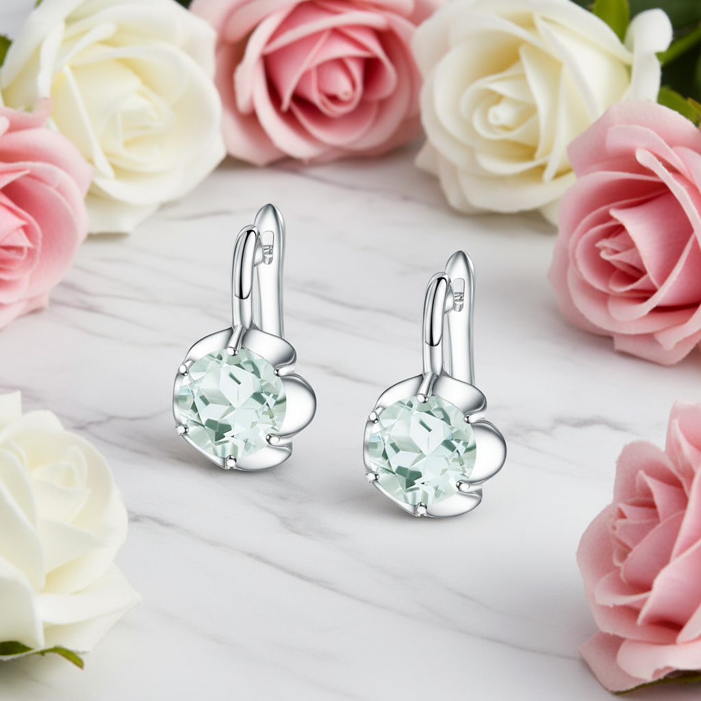 GRACE Gemstone Flower Earrings in Sterling Silver