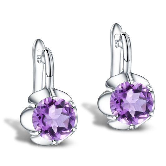 GRACE Gemstone Flower Earrings in Sterling Silver