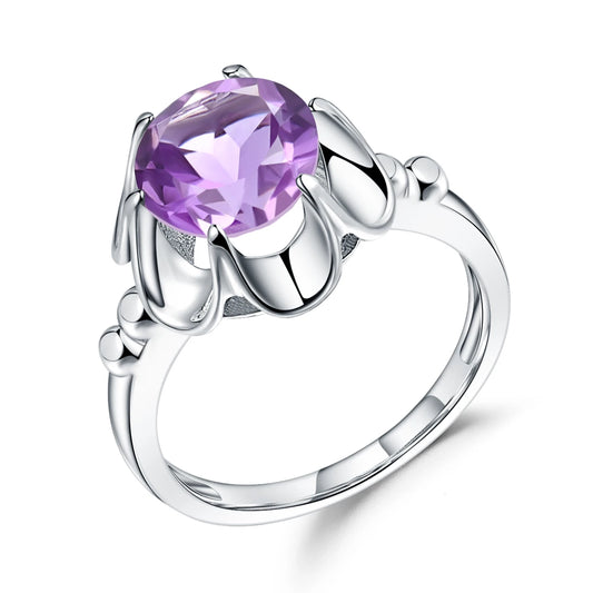 GRACE Gemstone Flower Ring in Sterling Silver