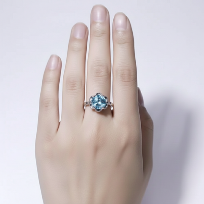 GRACE Gemstone Flower Ring in Sterling Silver