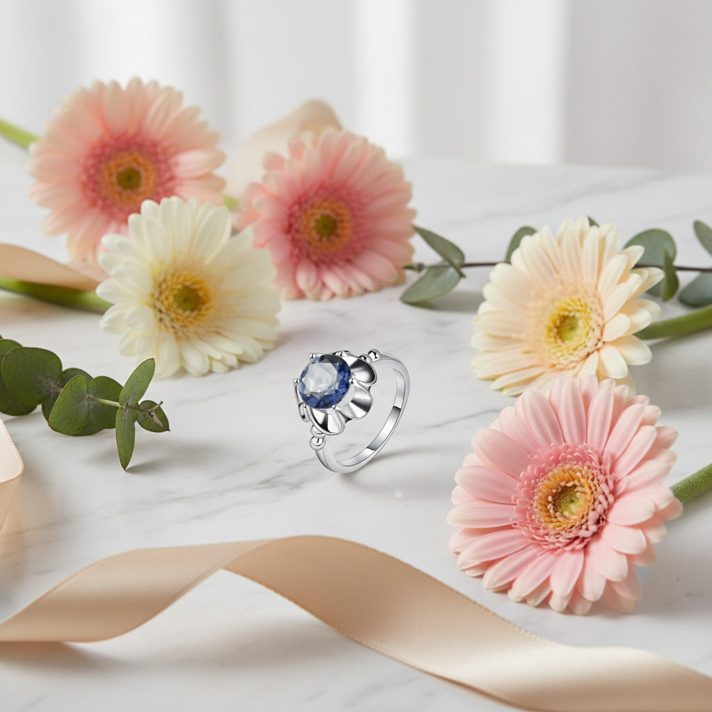 GRACE Mystic Quartz Flower Ring in Sterling Silver