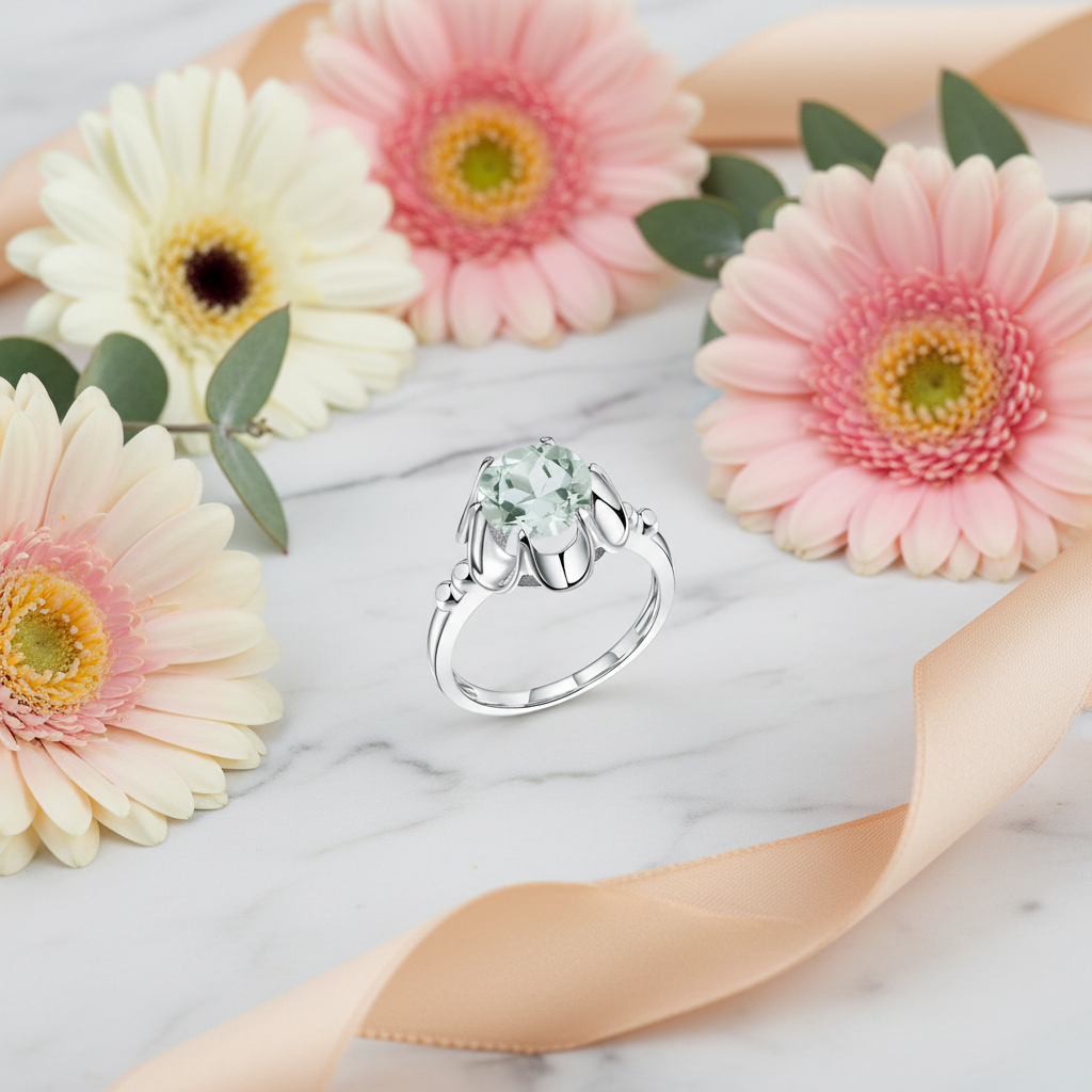 GRACE Gemstone Flower Ring in Sterling Silver