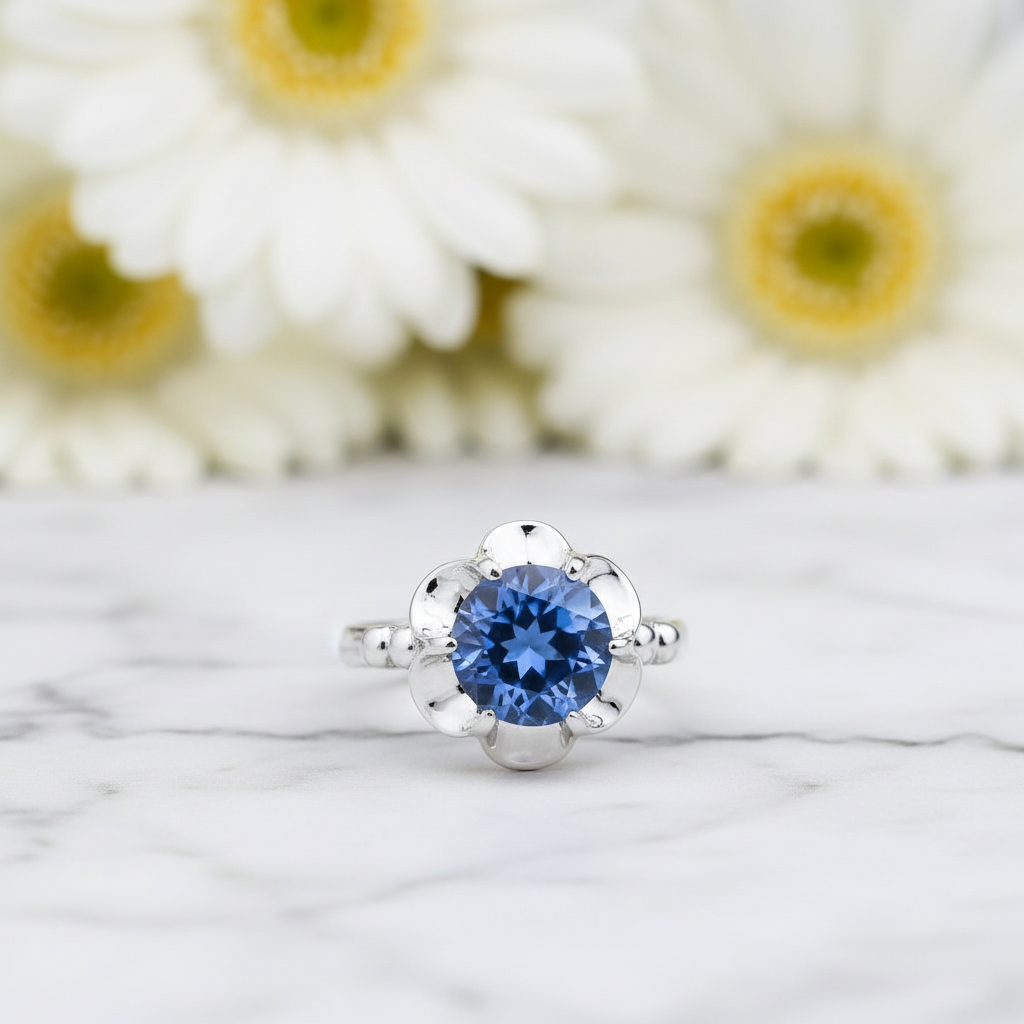 GRACE Mystic Quartz Flower Ring in Sterling Silver