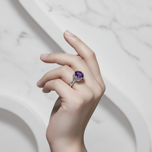 GRACE Gemstone Flower Ring in Sterling Silver