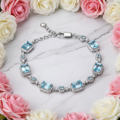 GRACE Gemstone Halo Bracelet in Sterling Silver