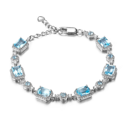 GRACE Gemstone Halo Bracelet in Sterling Silver