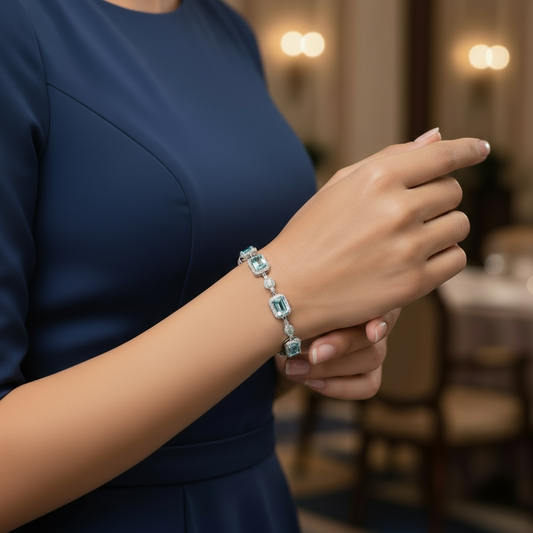 GRACE Gemstone Halo Bracelet in Sterling Silver