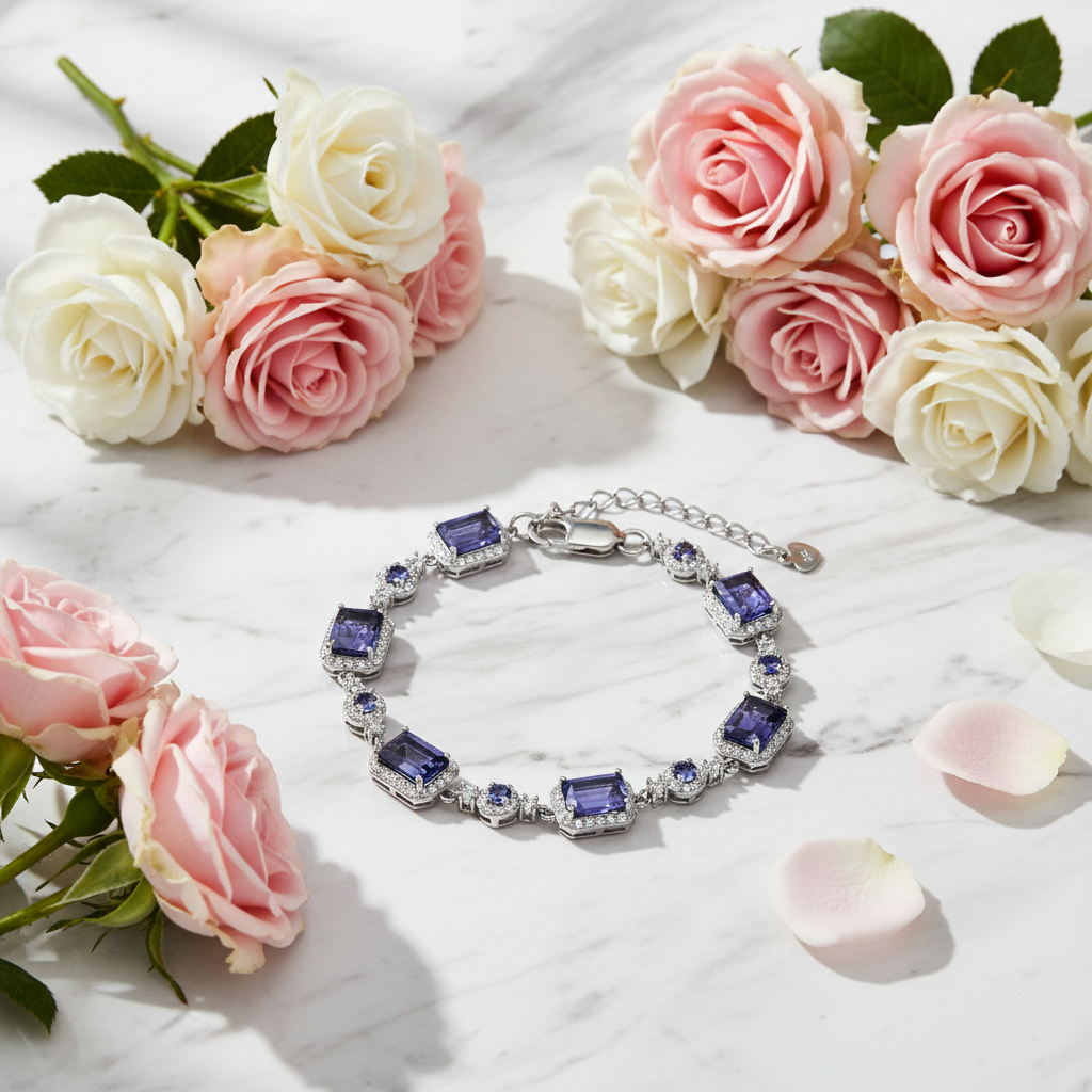 GRACE Gemstone Halo Bracelet in Sterling Silver