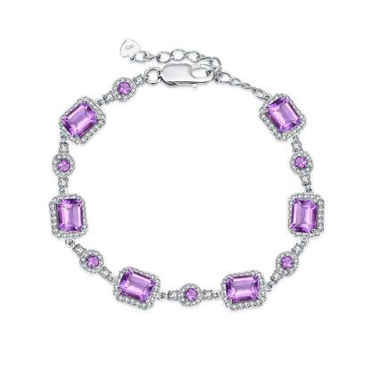 GRACE Gemstone Halo Bracelet in Sterling Silver