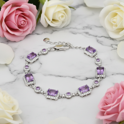 GRACE Gemstone Halo Bracelet in Sterling Silver