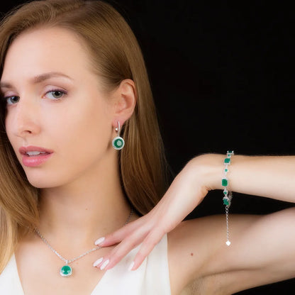 GRACE Gemstone Halo Bracelet in Sterling Silver