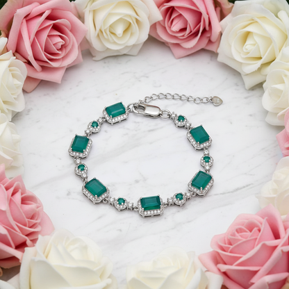 GRACE Gemstone Halo Bracelet in Sterling Silver